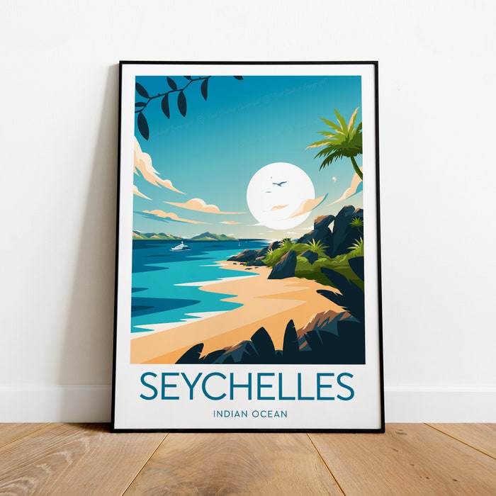 Seychelles Travel Canvas Poster Print - Indian Ocean Seychelles Poster The Seychelles DArgent Beach